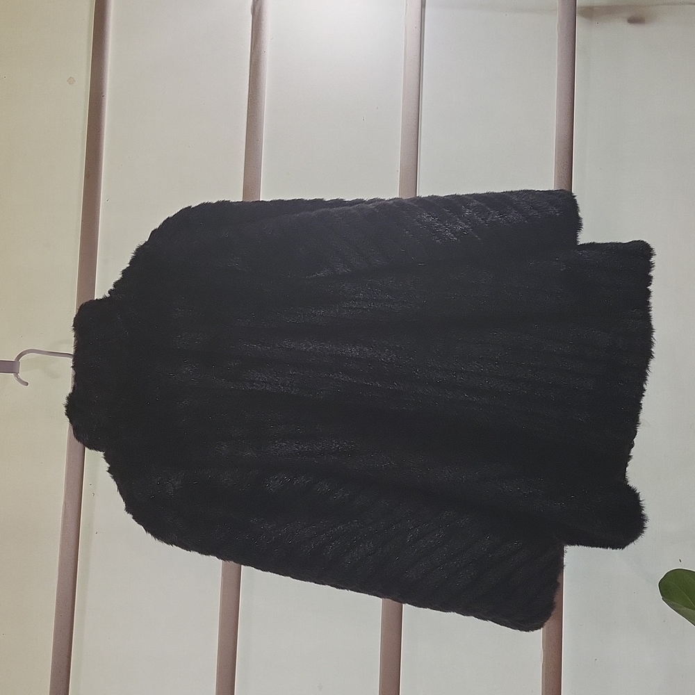 Vintage Sears Faux Fur Women's Coat Black  Size 12 - Picture 2 of 7